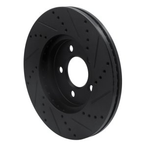 Ford Crown Victoria Brake Rotor (1) - Front Left - R1 Concepts - Drilled & Slotted - Black - `03-`11